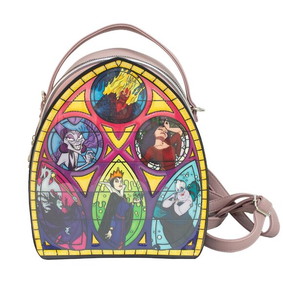 Loungefly Disney Villains Stained Glass Backpack & Wallet - Picture 1 of 8